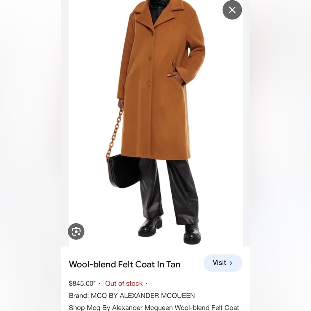 MCQ Coat Alexander McQueen Tan Wool Coat - Picture 6 of 7